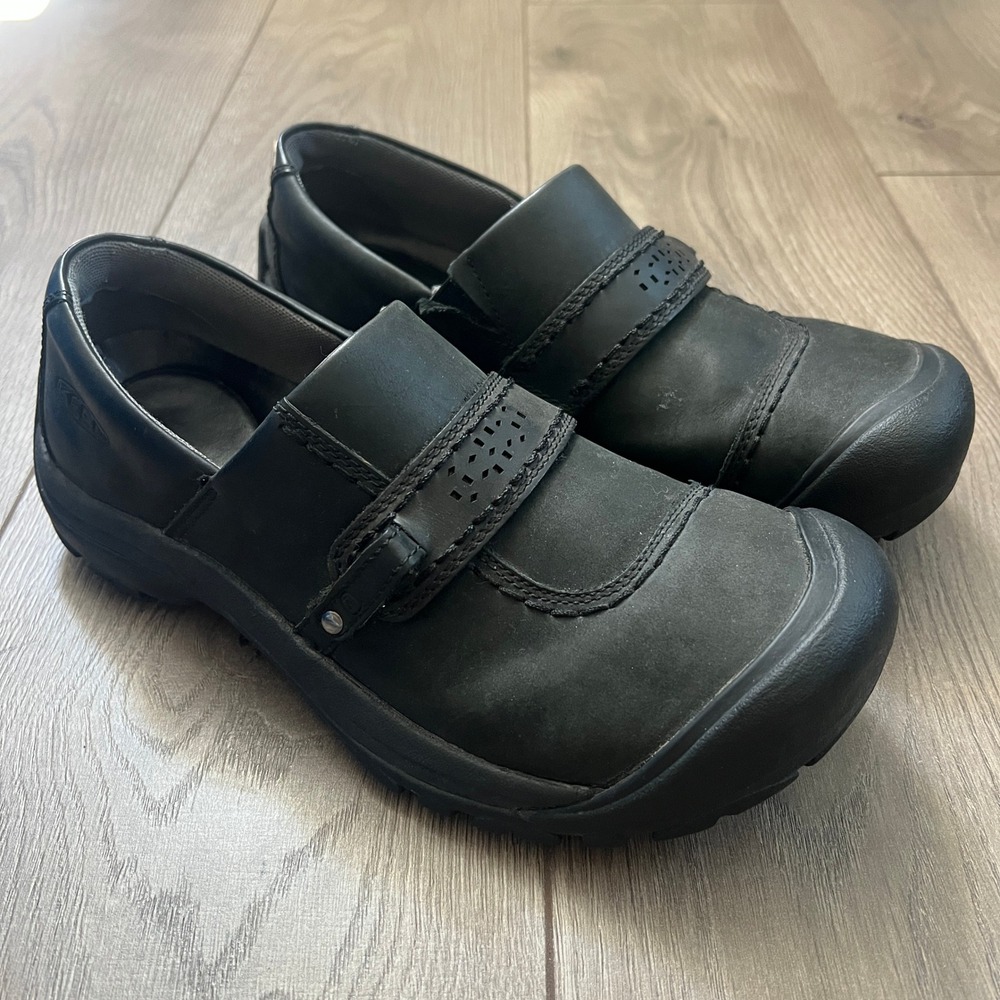 KEEN Kaci Slip On Sneaker Shoes Womens US 10.5 Black Leather Comfort